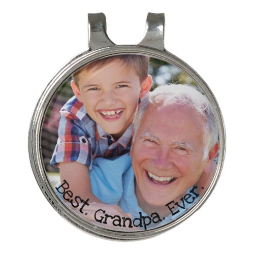 Best Grandpa Ever Photo Fun Black Text Marker Golf Hat Clip