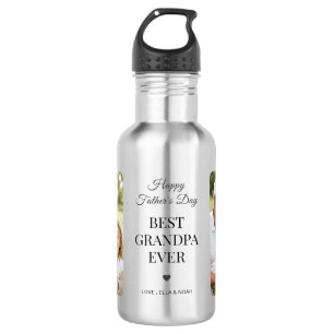 Best Grandpa Ever Photo Happy Fathers Day Stainless Steel Water Bottle