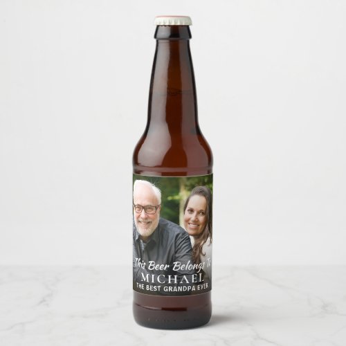 Best Grandpa Ever Photo Personalized Beer Bottle Label