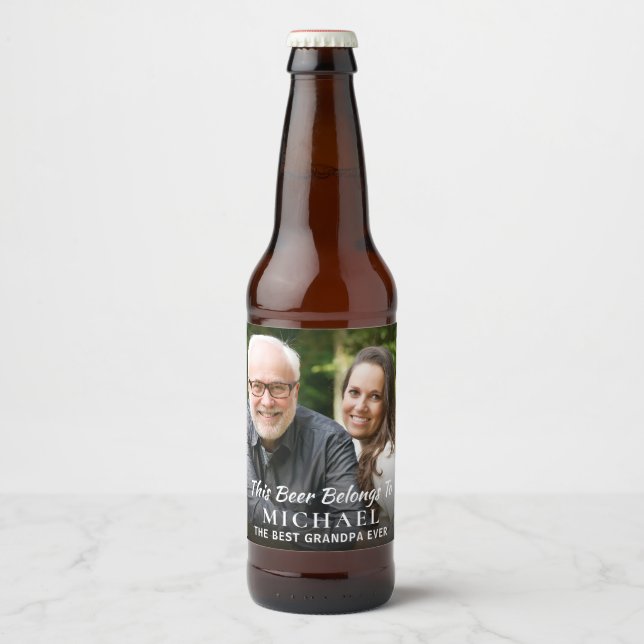 Best Grandpa Ever Photo Personalized Beer Bottle Label (Front)