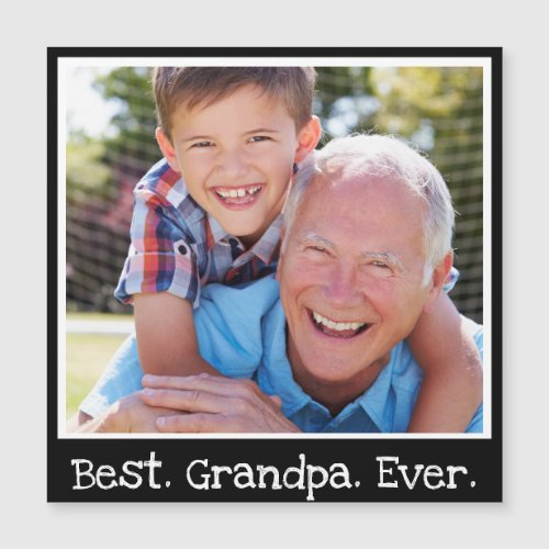 Best Grandpa Ever Photo Personalized Black Magnet 