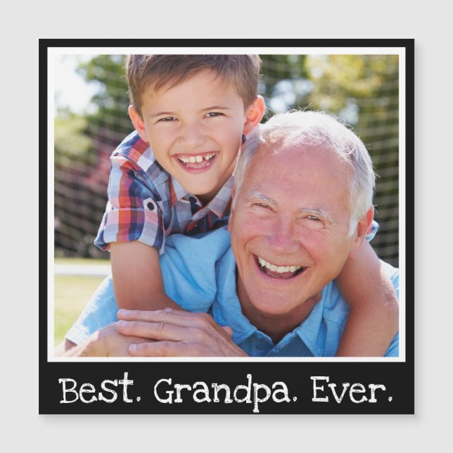 Best Grandpa Ever Photo Personalized Black Magnet  (Front)