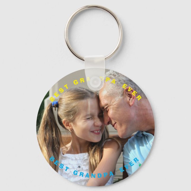 BEST GRANDPA EVER PHOTO Personalized Keychain (Front)