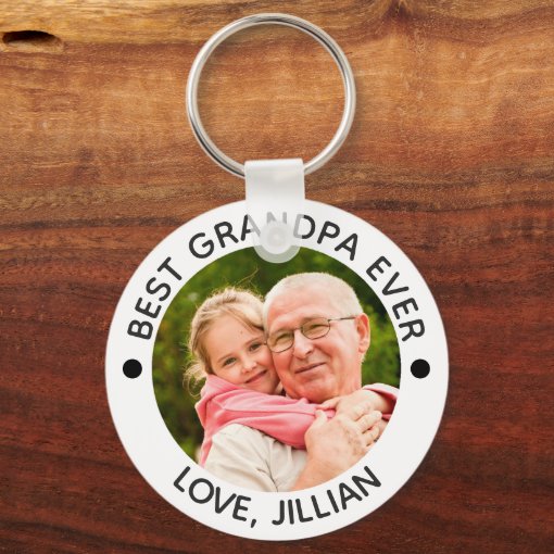 BEST GRANDPA EVER Photo Personalized Keychain | Zazzle