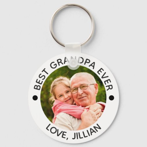 BEST GRANDPA EVER Photo Personalized Keychain | Zazzle