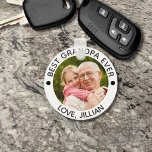 BEST GRANDPA EVER Photo Personalized Keychain<br><div class="desc">Create a personalized keychain with the suggested editable title BEST GRANDPA EVER and your custom text beneath. PHOTO TIP: For fastest/best results, choose a photo with the subject in the middle and/or pre-crop it to a square shape BEFORE uploading. Contact the designer via Zazzle Chat or makeitaboutyoustore@gmail.com if you'd like...</div>