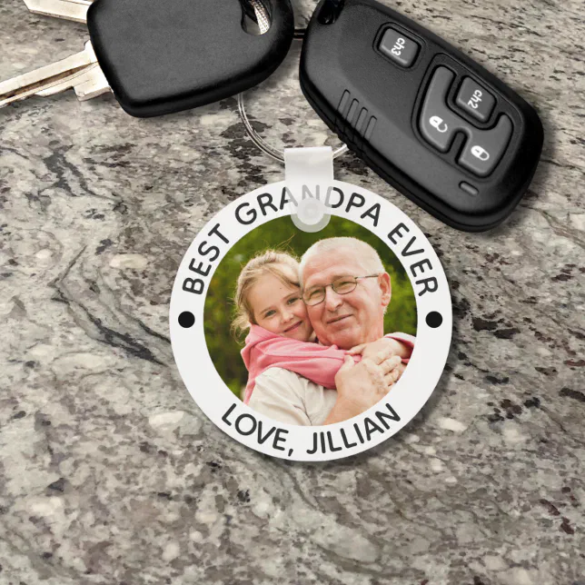 BEST GRANDPA EVER Photo Personalized Keychain | Zazzle