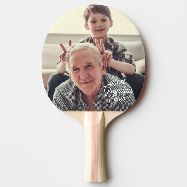 Best Grandpa Ever Photo Script Custom Ping Pong Paddle (Front)