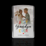 Best Grandpa Ever Photo Zippo Lighter<br><div class="desc">Grandfather zippo lighter featuring a photo for you to replace with your own,  a white faded overlay,  the text "best grandpa ever",  and their names underneath.</div>