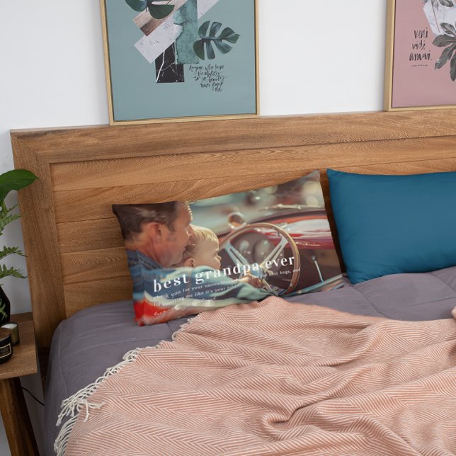 Best Grandpa Ever | Quote & Photo Gift Lumbar Pillow (Creator Uploaded)