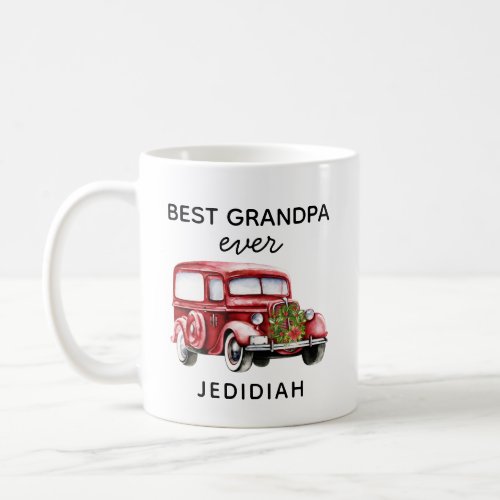 BEST GRANDPA  EVER RED VINTAGE TRUCKCAR NAME COFFEE MUG