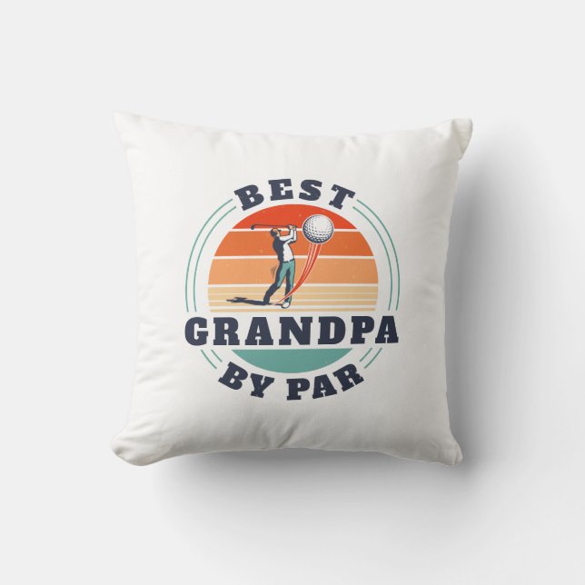Best Grandpa Ever Retro Golf Gag Fathers Day Throw Pillow (Front)