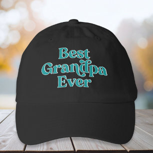 Best Grandpa Ever Retro Quote Black Fathers Day Hat