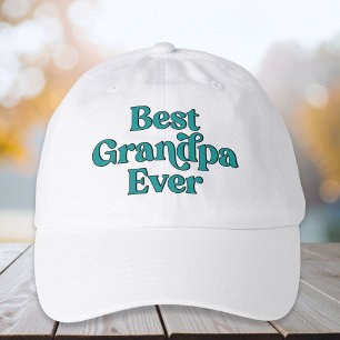 Best Grandpa Ever Retro Quote White Fathers Day Hat