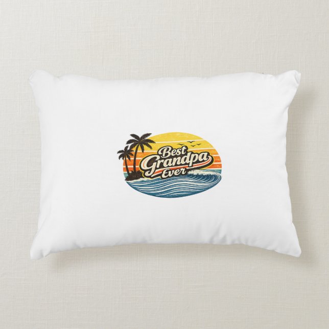 Best Grandpa Ever Retro Sunset Design Accent Pillow (Front)