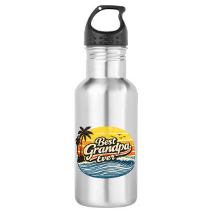 Best Grandpa Ever Retro Sunset Design Stainless Steel Water Bottle