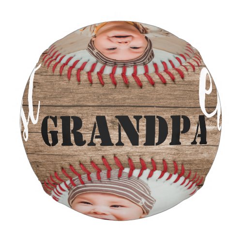 Best Grandpa Ever Rustic Wood 3 Photo Collage Baseball