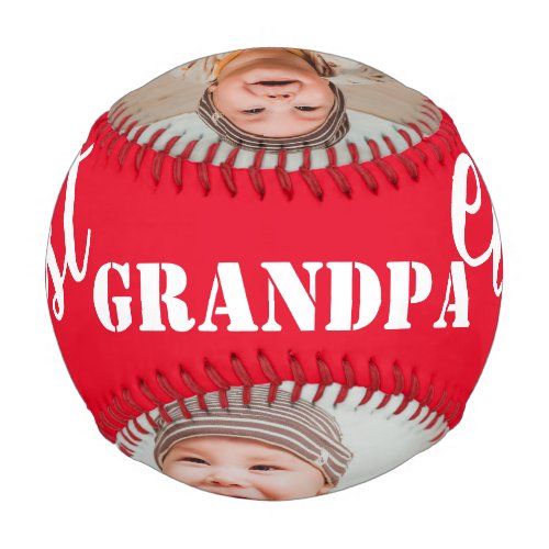 Best Grandpa Ever Rustic Wood 3 Photo Collage Red Baseball