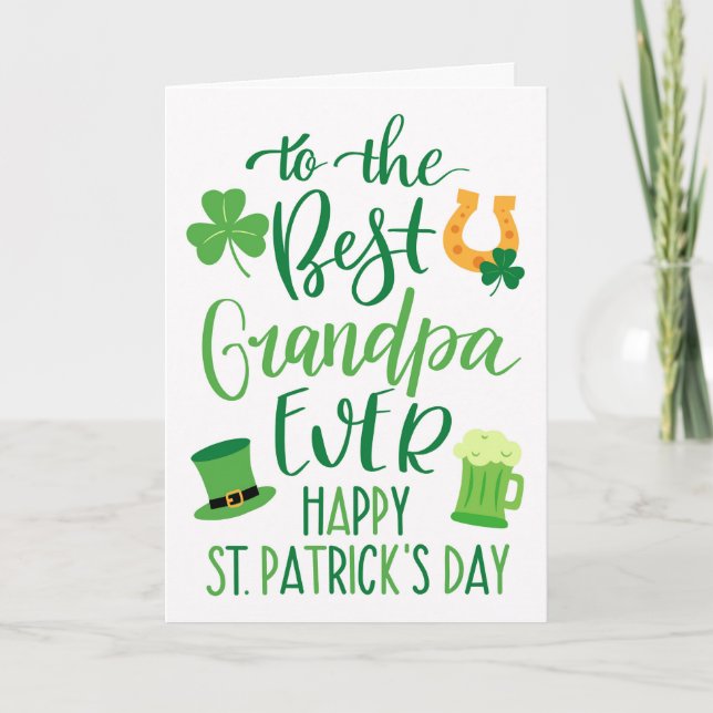 Best Grandpa Ever St Patrick's Day Typography Card (Front)