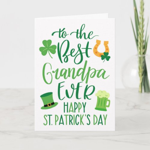 Best Grandpa Ever St Patricks Day Typography Card