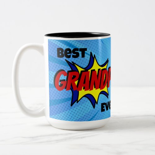 Best Grandpa Ever Superhero Grandparents Day Two_Tone Coffee Mug