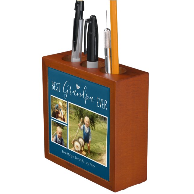 Best Grandpa Ever Three Photo Desk Organizer (In Situ)