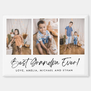 Best Grandpa Ever Three Photo Magnet
