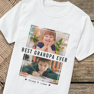 Best Grandpa Ever Two Photo Personalized Gift T-Shirt