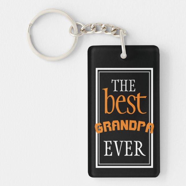 Best Grandpa Ever Typography Black  Keychain (Front)