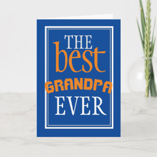 Best Grandpa Ever Typography Blue Birthday Card