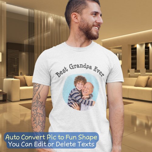 Best Grandpa Ever upload your square family photo T_Shirt