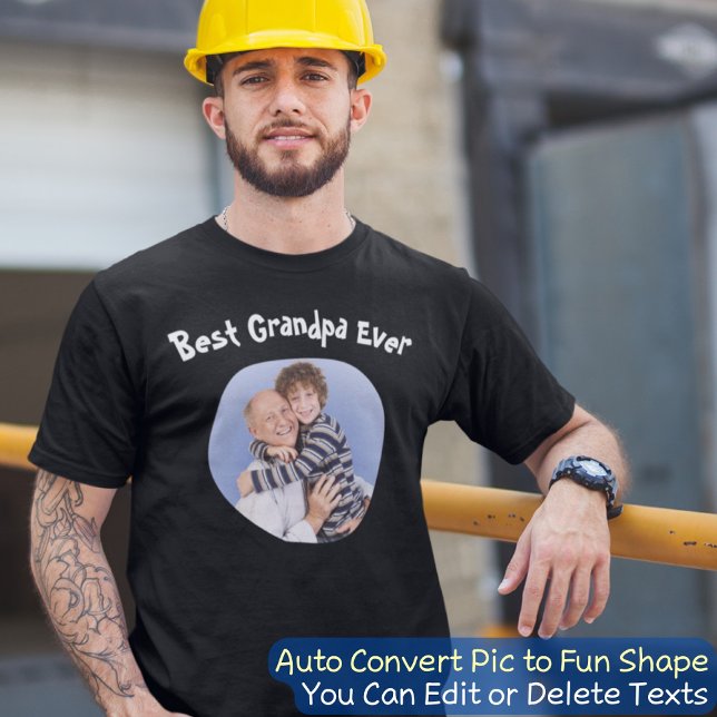 Best Grandpa Ever upload your square family photo T-Shirt (Creator Uploaded)