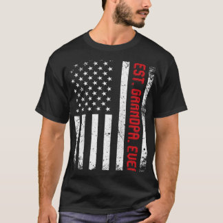 Best Grandpa Ever US American Flag Vintage Father T-Shirt