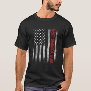 Best Grandpa Ever Vintage American Flag For Dad Pa T-Shirt