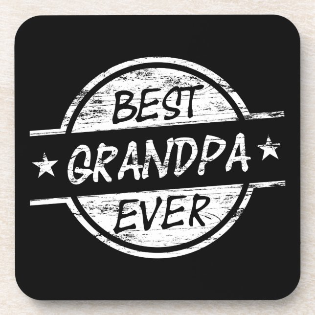 Best Grandpa Ever White Beverage Coaster (Front)