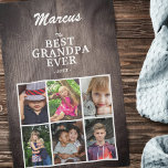 Best Grandpa Family Keepsake Wood 6 Photo Collage  Kitchen Towel<br><div class="desc">Rustic Wood Best Grandpa Family Keepsake kitchen towel with 6 Photo Collage and Grandpa`s Name. Rustic wood background. Personalize with 6 grandchildren photos,  grandfather`s name and the year. You can change any text on the towel. A perfect gift for a grandpa for Father`s Day,  birthday or Christmas.</div>