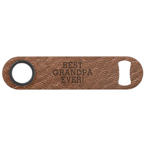 Best Grandpa Faux Embossed Leather Grain Texture Bar Key