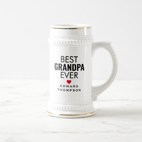 Best Grandpa Gift Ever Black Heart  Beer Stein