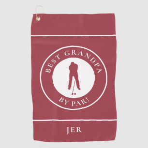 Best Grandpa Golfer Fun Monogrammed Sports Pro Red Golf Towel