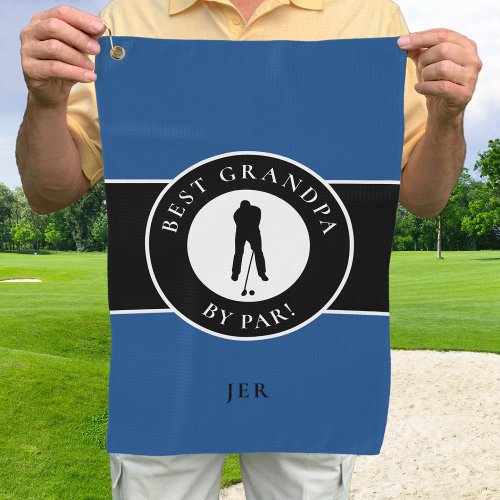 Best Grandpa Golfer Monogrammed Sports Black Blue Golf Towel