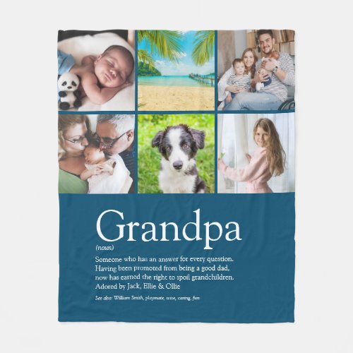 Best Grandpa Grandad Papa Definition 6 Photo Fleece Blanket