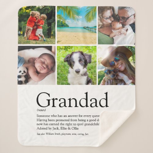Best Grandpa Grandad Papa Definition 6 Photo Sherpa Blanket