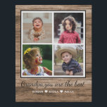 Best Grandpa Grandchildren 4 Photo Collage Faux Canvas Print<br><div class="desc">Photo collage canvas art gift for grandpa to express your love on holidays and special occasions such as father's day, grandparent's day and birthday.  Personalize with 4 favorite photographs.</div>