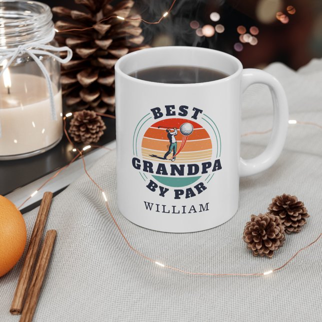 Best Grandpa Grandparents Day Retro Personalized Coffee Mug (Best Grandpa by Par Cute Grandparents Day White 11oz Coffee Mug)
