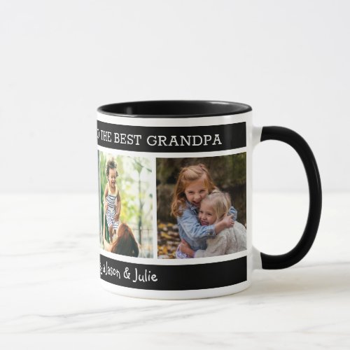Best Grandpa Happy Fathers Day 4 Photo Black Mug