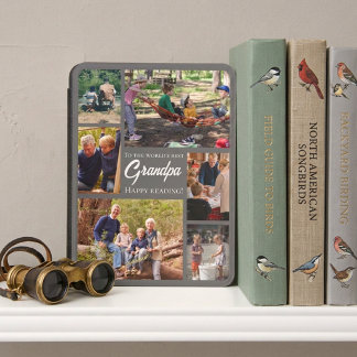 Best Grandpa Happy Reading photo collage charcoal Kindle Cover