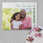Best Grandpa in the Universe - Custom Photo Jigsaw Puzzle<br><div class="desc">Personalize this simple and modern jigsaw puzzle for your grandad (grandpa, papa etc). The template is set up ready for you to add your own photo and edit the sample wording if you wish. Sample text currently reads "Best Grandpa in the universe". The design has a trendy color palette of...</div>
