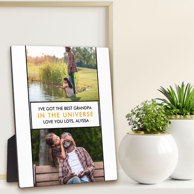 Best Grandpa in the Universe Personalized 2 Photo Plaque (Creator Uploaded)