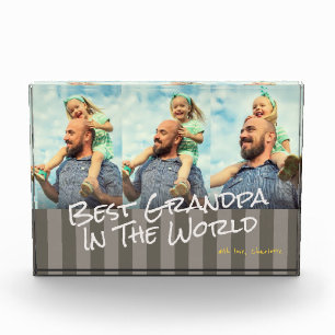 Best Grandpa In The World Custom Photo Block