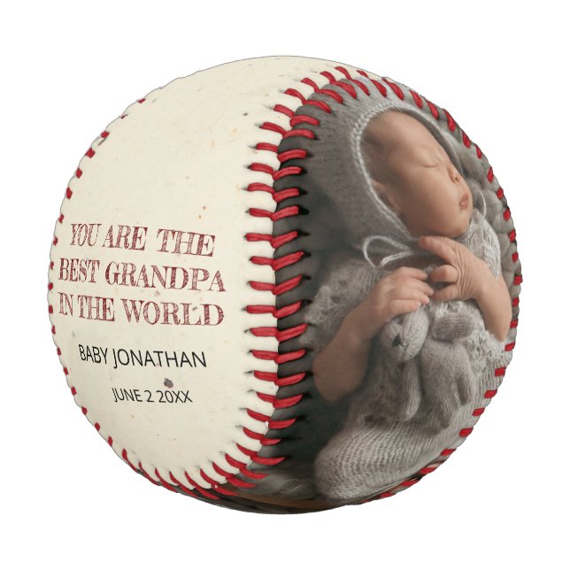 Best Grandpa in the World Personalized Fathers Day Baseball (Angled)